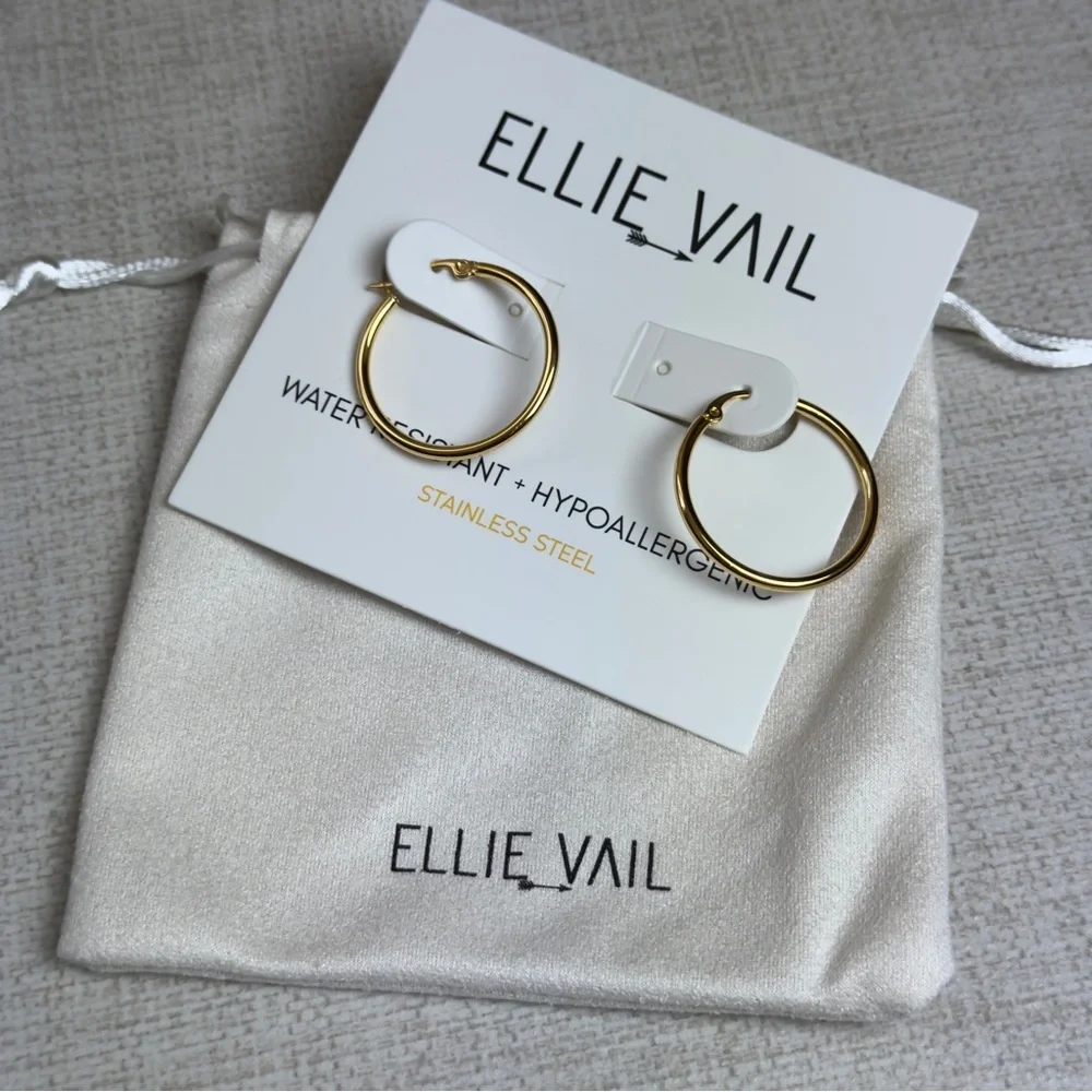 Ellie Vail Gold Plated Laurette Pierced Hoop Earrings - Picture 1 of 5